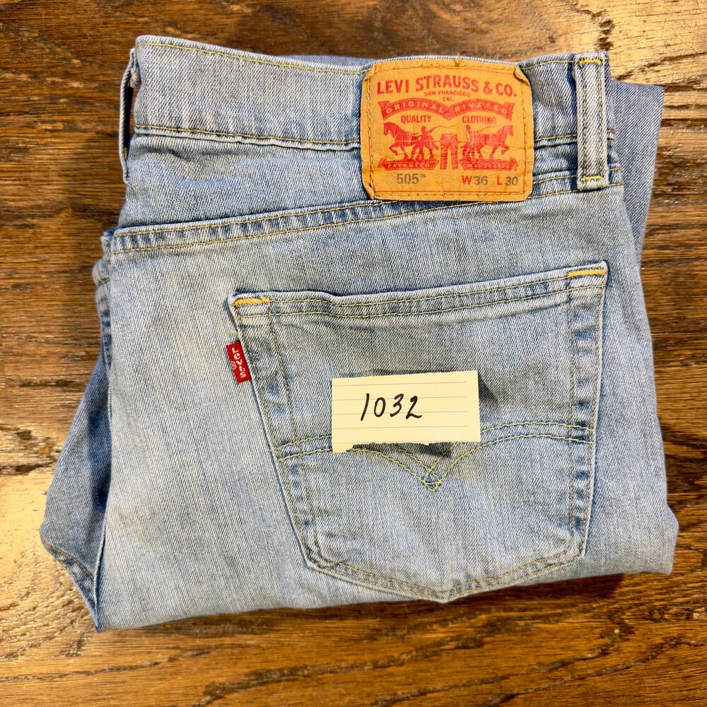 Levi's 505 Jeans Straight Faded Distressed 36x30 Light Wash - Picture 10 of 10